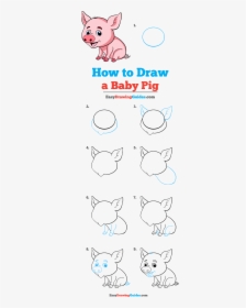 How To Draw Baby Pig - Step By Step Easy Pig Drawing, HD Png Download, Transparent PNG