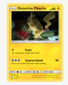 Detective Pikachu - 10/18 - Rare - Detective Pikachu Pokemon Card, HD Png Download, Transparent PNG