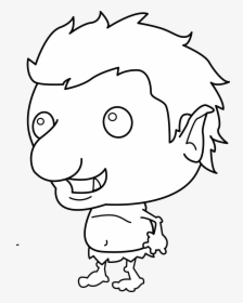 Little Troll Line Art - Cartoon, HD Png Download, Transparent PNG