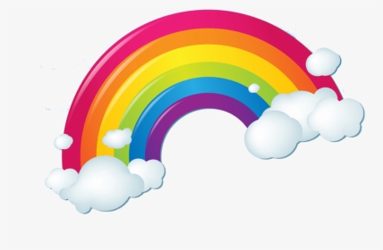 Transparent Cheer Megaphones Clipart - Rainbow With Clouds Transparent, HD Png Download, Transparent PNG