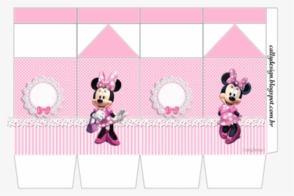 Minnie With Pink Stripes Free Printable Box - Molde Caixa Milk Minnie Rosa, HD Png Download, Transparent PNG
