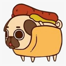 Cute Kawaii Pug Chibi Food Hotdogfreetoedit - Pug Chibi, HD Png Download, Transparent PNG