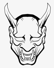 Devil, Demon, Hell, Lucifer, Satan, Evil, Monster - Oni Mask Drawing, HD Png Download, Transparent PNG