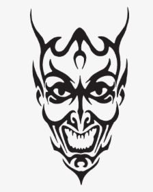Demon Face Clipart - Black And White Devil Face, HD Png Download, Transparent PNG