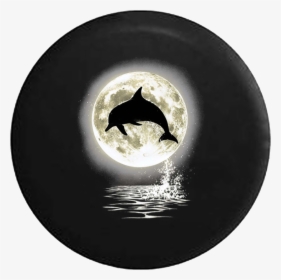 Dolphin Silhouette Full Moon Jumping Ocean Jeep Camper - Dolphins In The Moon, HD Png Download, Transparent PNG