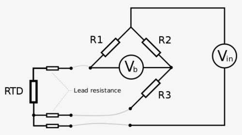 Three Wire Rtd Wheatstone Bridge - Resistance Thermometer Diagram, HD Png Download, Transparent PNG