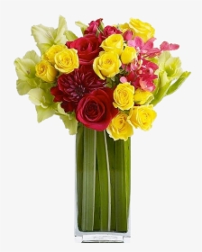 Flores Rosas Vermelhas E Amarelas Dentro Do Vaso D - World Most Beautiful Flowers Vase, HD Png Download, Transparent PNG