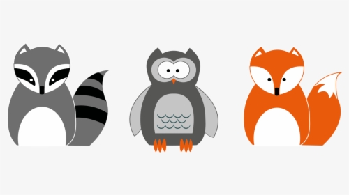 Raccoon Owl Red Fox Bird - Fox And Raccoon Cartoon, HD Png Download, Transparent PNG