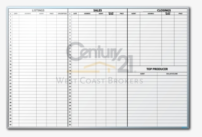 Century 21 West Coast Brokers Listing & Sales Tracker - Real Estate Lead Board, HD Png Download, Transparent PNG