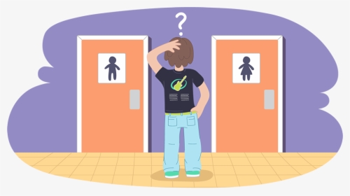 Person Standing In Front Of Mens And Ladies Toilet - Psicología De La Identidad De Género, HD Png Download, Transparent PNG