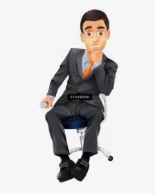 Sitting Businessman Man - Transparent Background Person Cartoon Png, Png Download, Transparent PNG