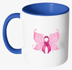 Butterfly Pink Ribbon Breast Cancer Awareness 11oz - Breast Cancer Awareness Clipart, HD Png Download, Transparent PNG