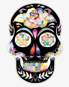 Candy Skull Png - Black And White Sugar Skull, Transparent Png, Transparent PNG