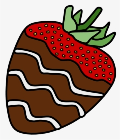 Chocolate Dipped Strawberry, White Chocolate Stripes - Chocolate Covered Strawberries Clipart, HD Png Download, Transparent PNG