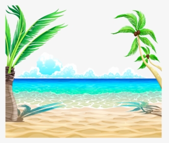 Transparent Sea Beach Clipart - Transparent Cartoon Beach, HD Png Download, Transparent PNG
