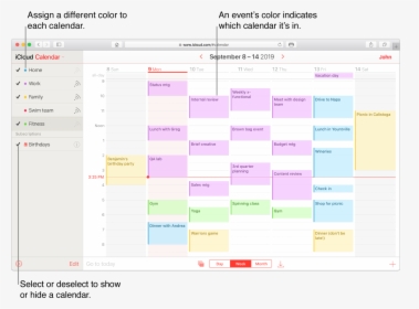 The Icloud Calendar Window, With Several Calendars - Calendar On Classification Of Computer, HD Png Download, Transparent PNG