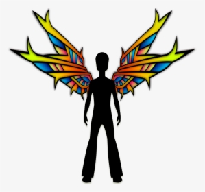 Wings Black Clip Arts - Cartoon Boy With Wing, HD Png Download, Transparent PNG