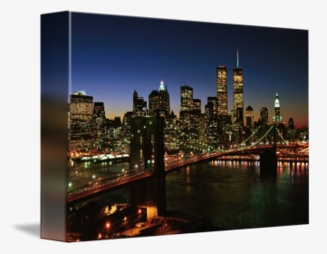 Brooklyn Skyline Png - Night New York City Skyline With Twin Towers, Transparent Png, Transparent PNG