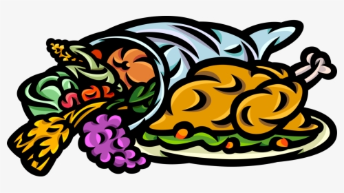 Vector Illustration Of Thanksgiving Turkey Dinner With, HD Png Download, Transparent PNG