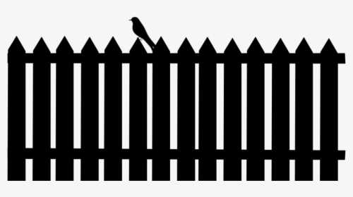 Fencing Clipart Black And White - Picket Fence Silhouette Png, Transparent Png, Transparent PNG