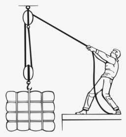 Man Lifting A Pack With A Pulley Clip Arts - Block And Tackle, HD Png Download, Transparent PNG