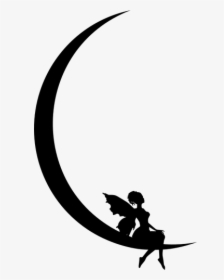 Fairy Resting On Moon - Crescent Moon And Fairy, HD Png Download, Transparent PNG