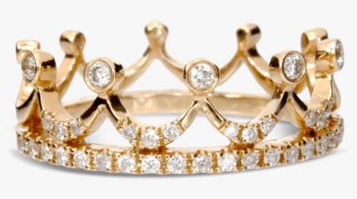 King Or Queen Crown Ring Yellow Gold Diamond - Gold Transparent Queen Crown, HD Png Download, Transparent PNG