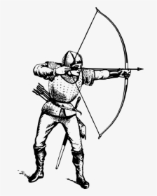 Archer, Archery, Arrow, Battle, Bow, Hunt, Hunting - Archer Black And White, HD Png Download, Transparent PNG