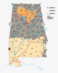 2019-2020 Alabama Deer Season Zone Map - Deer Season Alabama 2019, HD Png Download, Transparent PNG