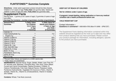 Flintstones Vitamin Nutrition Label 11a47160 7fc5 49a5 - Flintstone Gummy Vitamins Label, HD Png Download, Transparent PNG