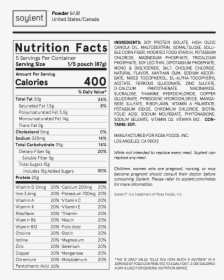 Soylent Powder Nutrition Facts, HD Png Download, Transparent PNG