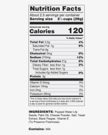 Taali White Cheddar Water Lily Pops Nutrition Label - Rxbar Nutrition Facts, HD Png Download, Transparent PNG