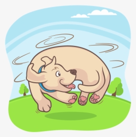 Dog In A Park Chasing Its Own Tail - Cartoon, HD Png Download, Transparent PNG