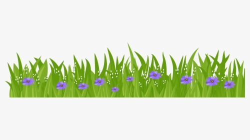 Purple Flower Clipart Grass - Transparent Background Grass Cartoon, HD Png Download, Transparent PNG