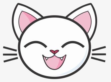 Pink,line Art,head - White Cat Face Clipart, HD Png Download, Transparent PNG