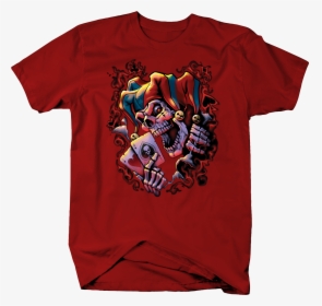 Evil Skeleton Joker Holdong Playing Cards Shirt Red - Jester Wicked, HD Png Download, Transparent PNG