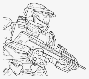 Master Chief Line Drawing, HD Png Download, Transparent PNG
