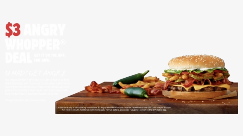 $3 Angry Whopper Deal - Fast Food, HD Png Download, Transparent PNG