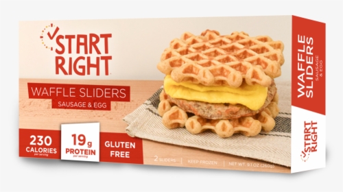 Breakfast Sandwich, Start Right Waffle Slider, Waffle - Belgian Waffle, HD Png Download, Transparent PNG