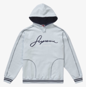 Supreme Contrast Embroidered Hooded Sweatshirt Ice, HD Png Download, Transparent PNG