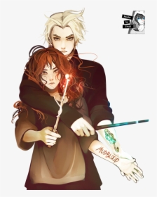 Anime Draco Malfoy And Hermione Granger, Hd Png Download - Draco Malfoy Hermione Anime, Transparent Png, Transparent PNG