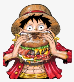 Render Of Luffy Eating A Cheeseburger Released By Shonen - Monkey D Luffy Eat, HD Png Download, Transparent PNG