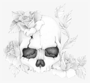 Skull And Roses Png - Skull With Flowers Png, Transparent Png, Transparent PNG