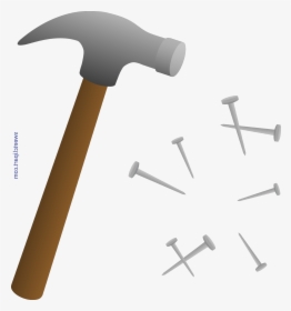 Clipart Of Hammer, Nails And Claw Hammer - Stonemason's Hammer, HD Png Download, Transparent PNG