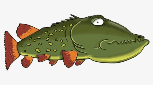 Pike, Fish, Predator, Shchuchin, Hairgrass, Wink - Female Fish Pike Cartoon, HD Png Download, Transparent PNG