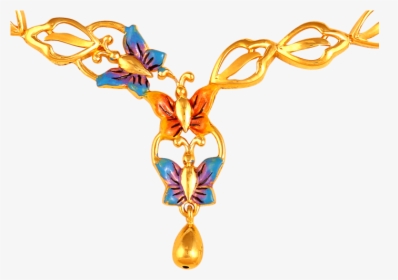 Colored Butterflies Gold Necklace - Chain, HD Png Download, Transparent PNG