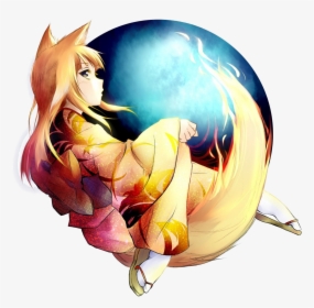 Firefox Drawing Red Tailed - Google Chrome Anime Girl, HD Png Download, Transparent PNG