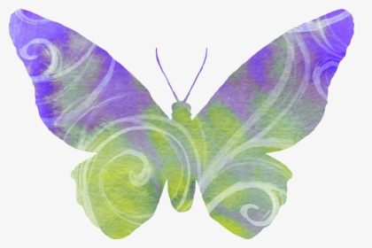 Butterfly, Purple, Green, Clipart, Cute, Flying, Wings, HD Png Download, Transparent PNG