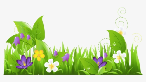 Green Grass With Flower Background Png, Transparent Png, Transparent PNG