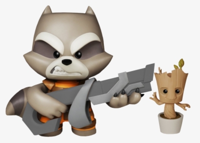 Rocket Raccoon With Potted Groot Super Deluxe Figure, HD Png Download, Transparent PNG